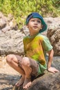 The boys were playing on the rocks and enjoy the Chok Kra-DinÃÂ WaterFalls